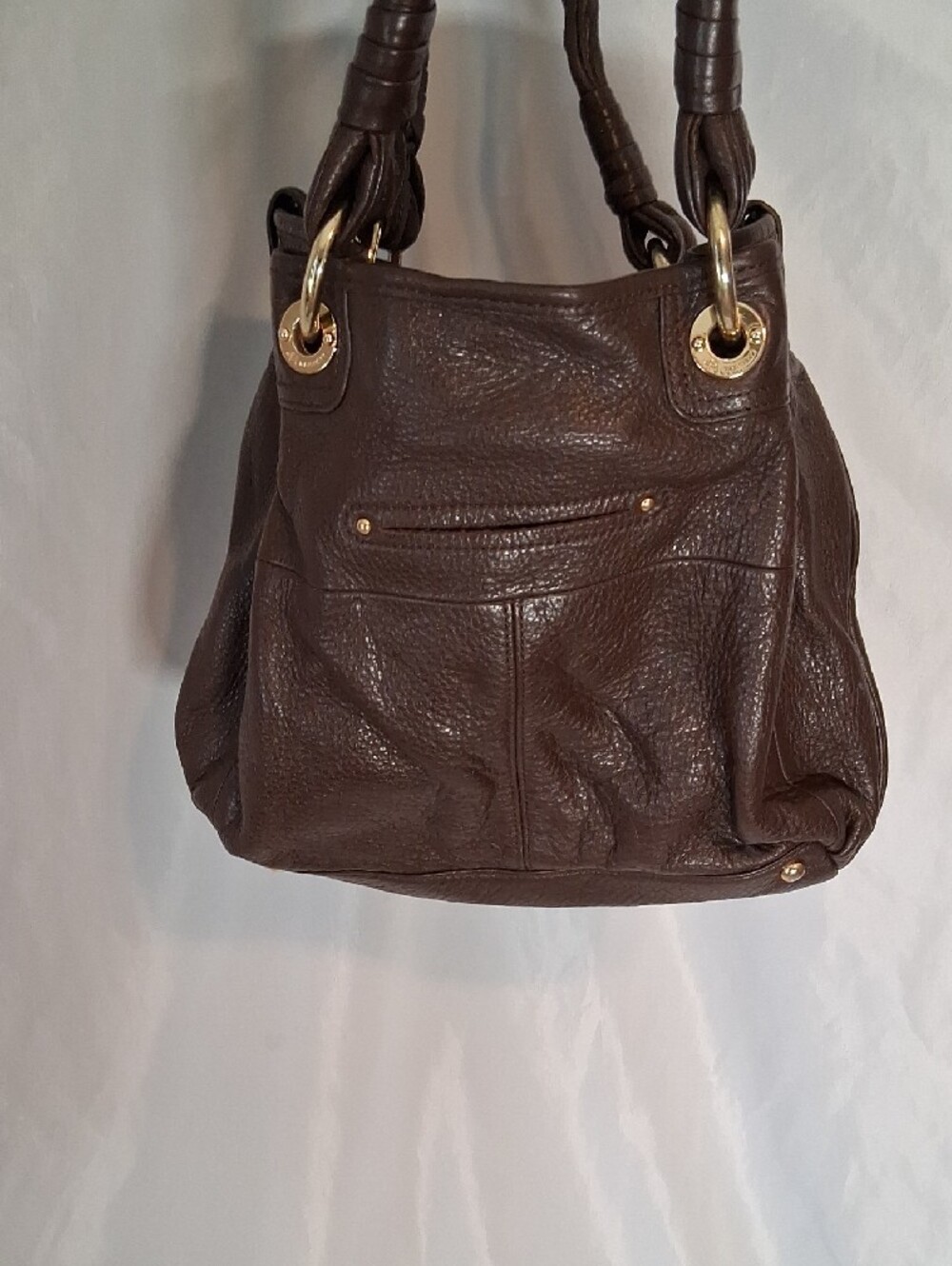 B. MAKOWSKY Vintage Brown Pebbled Leather Slouchy Shoulder Hobo Bag - Picture 3 of 11